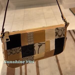 NWT Coach Plaza Bag 25 Patchwork CFB84 Brass/Brown Multicolor Leather